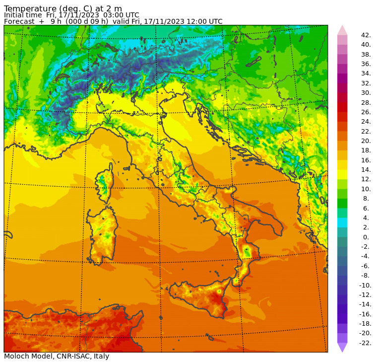 temperature massime 17 novembre