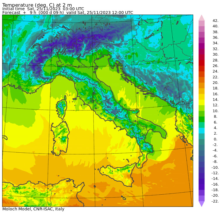 temperature massime 25 novembre