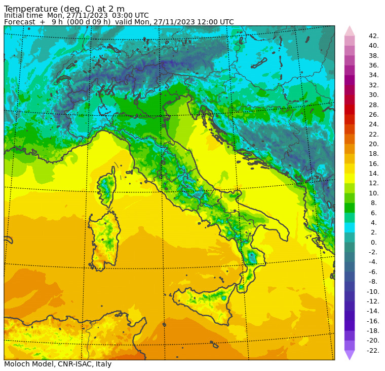 temperature massime 27 novembre
