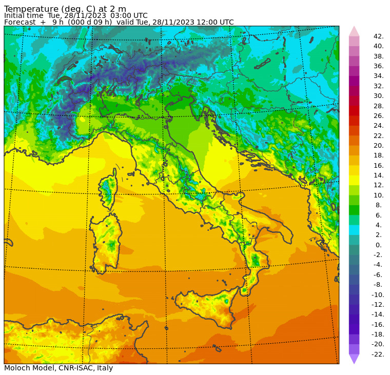 temperature massime 28 novembre