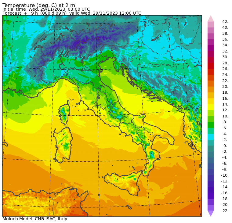 temperature massime 29 novembre