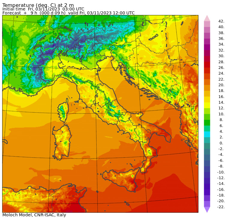 temperature massime 3 novembre