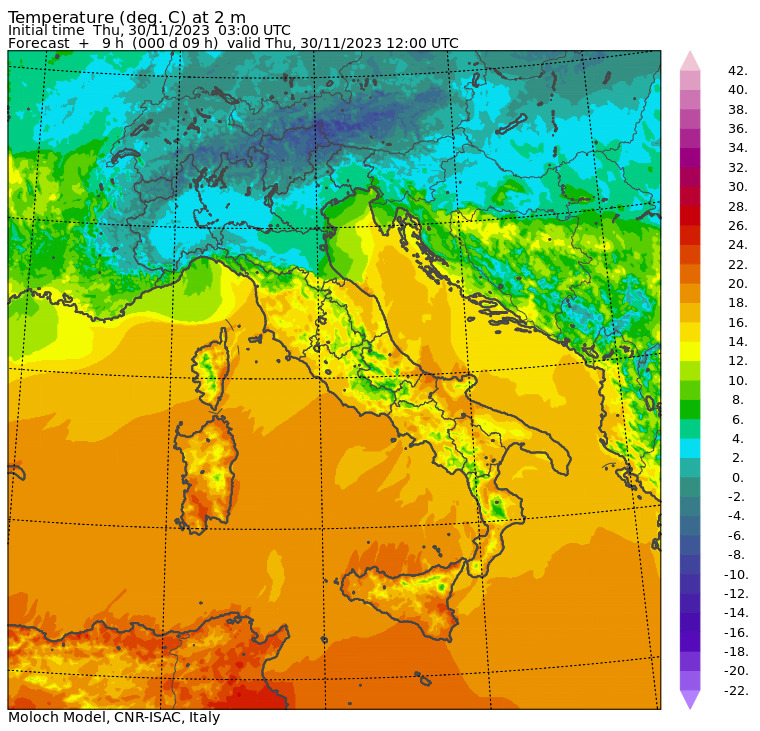 temperature massime 30 novembre