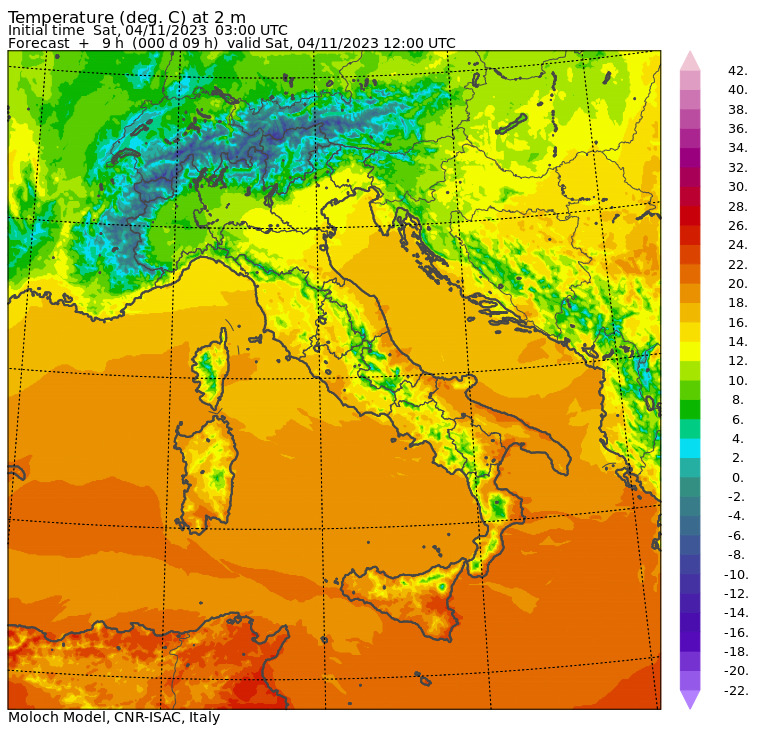 temperature massime 4 novembre