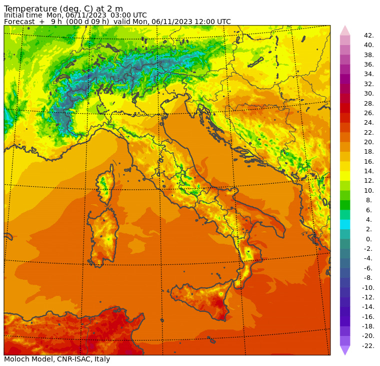 temperature massime 6 novembre