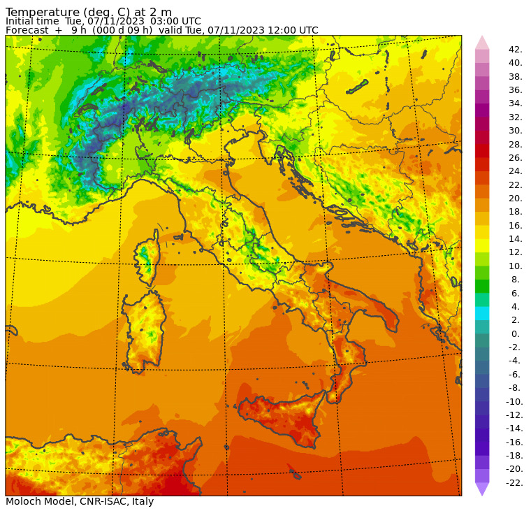 temperature massime 7 novembre