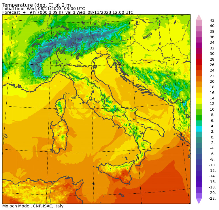temperature massime 8 novembre