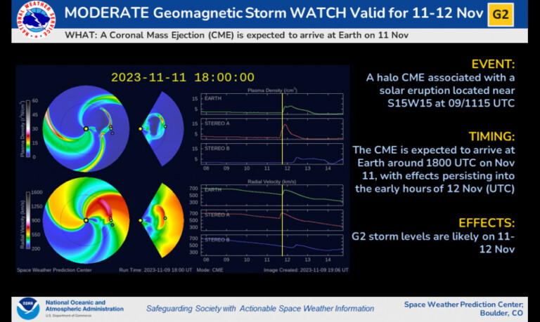 tempesta geomagnetica g2 aurore 11 12 novembre