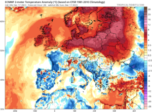 anomalia temperatura 17 dicembre 2023