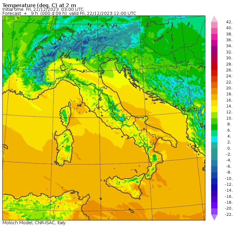temperature massime 22 dicembre