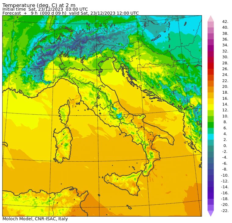 temperature massime 23 dicembre