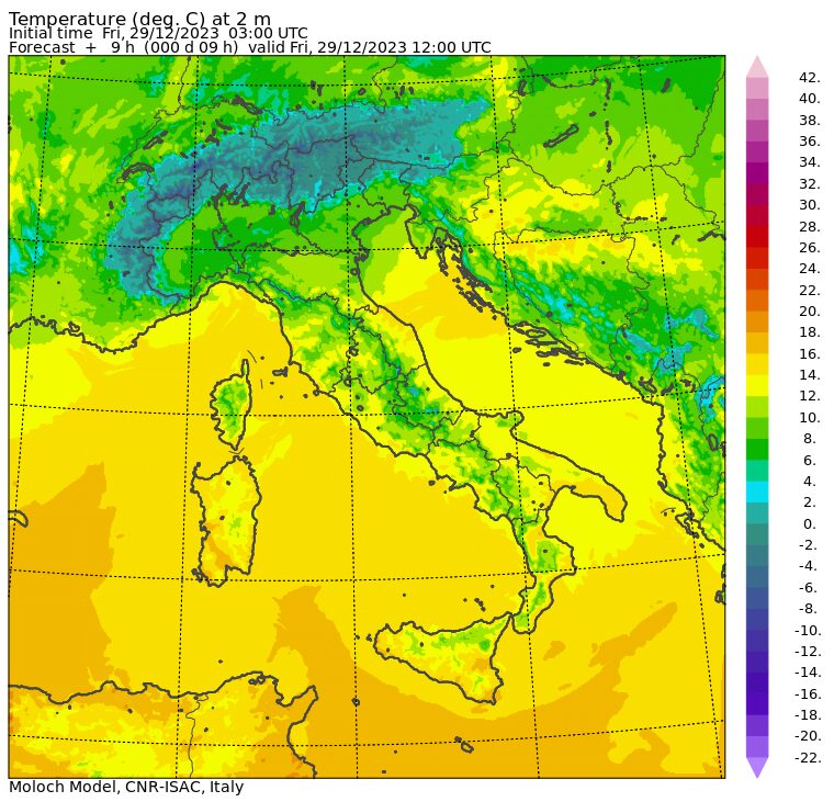 temperature massime 29 dicembre