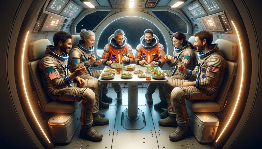 astronauti insalata cibo spazio