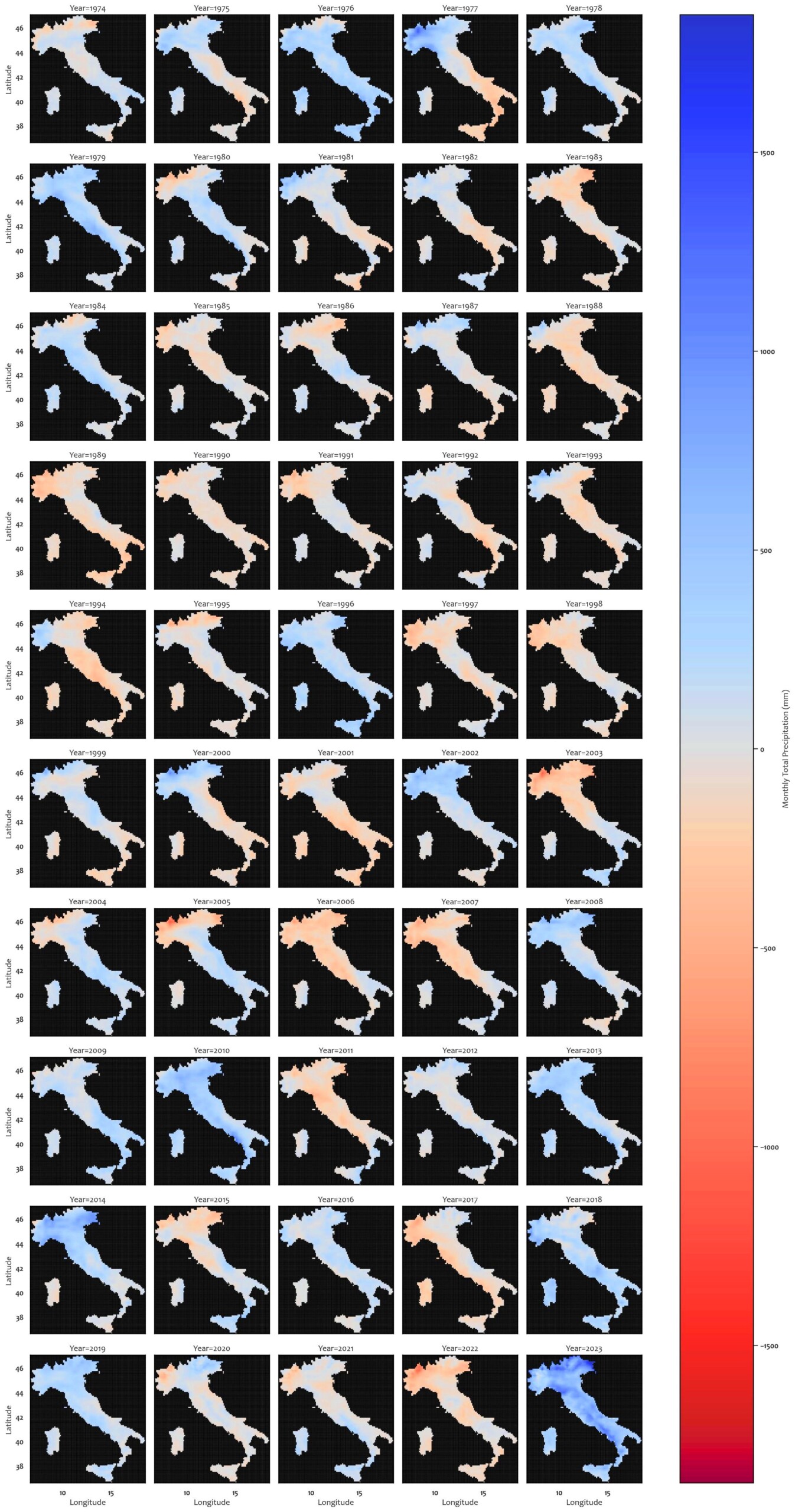 clima italia anomalie pluviometriche storiche