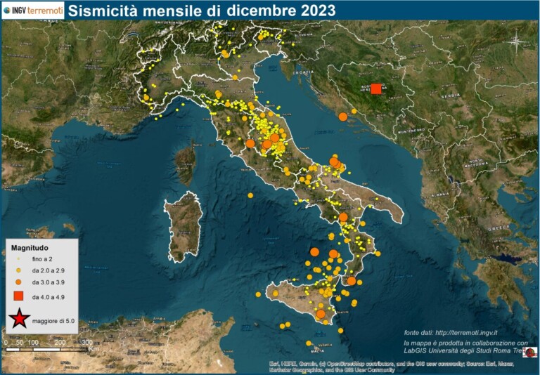 mappa terremoti dicembre 2023 italia