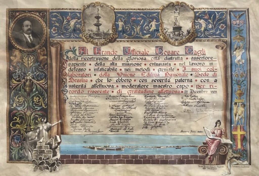 pergamena ricostruzione messina terremoto 1908