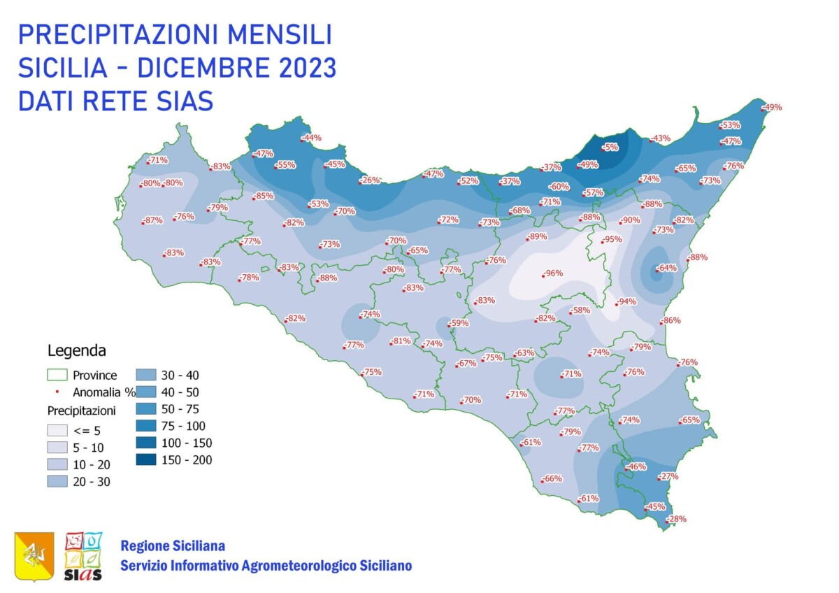 precipitazioni dicembre 2023 sicilia