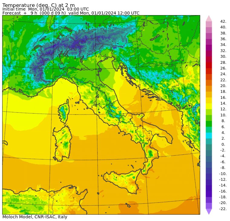 temperature massime 1 gennaio