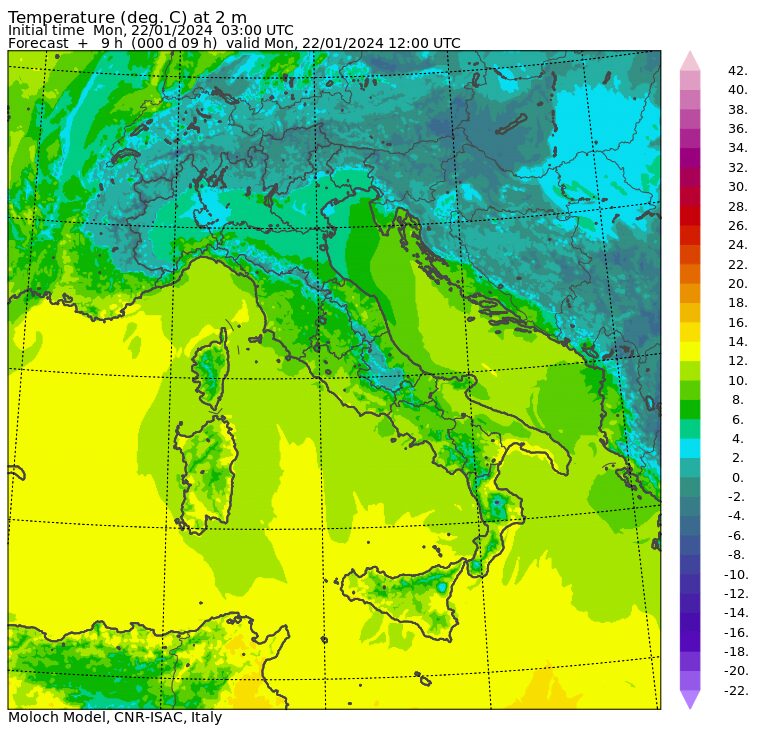 temperature massime 22 gennaio