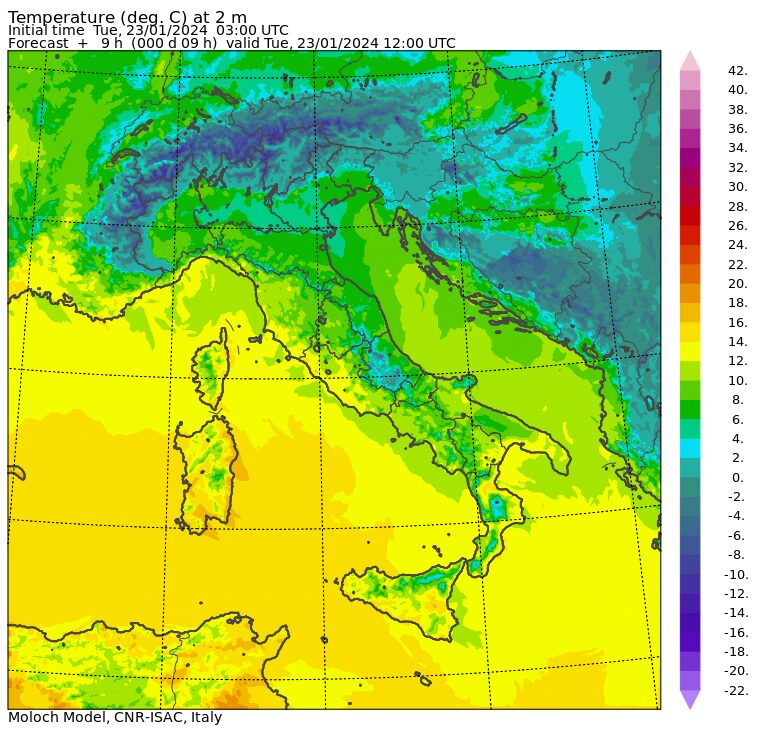 temperature massime 23 gennaio