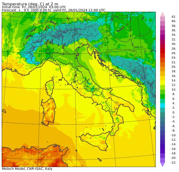 temperature massime 26 gennaio