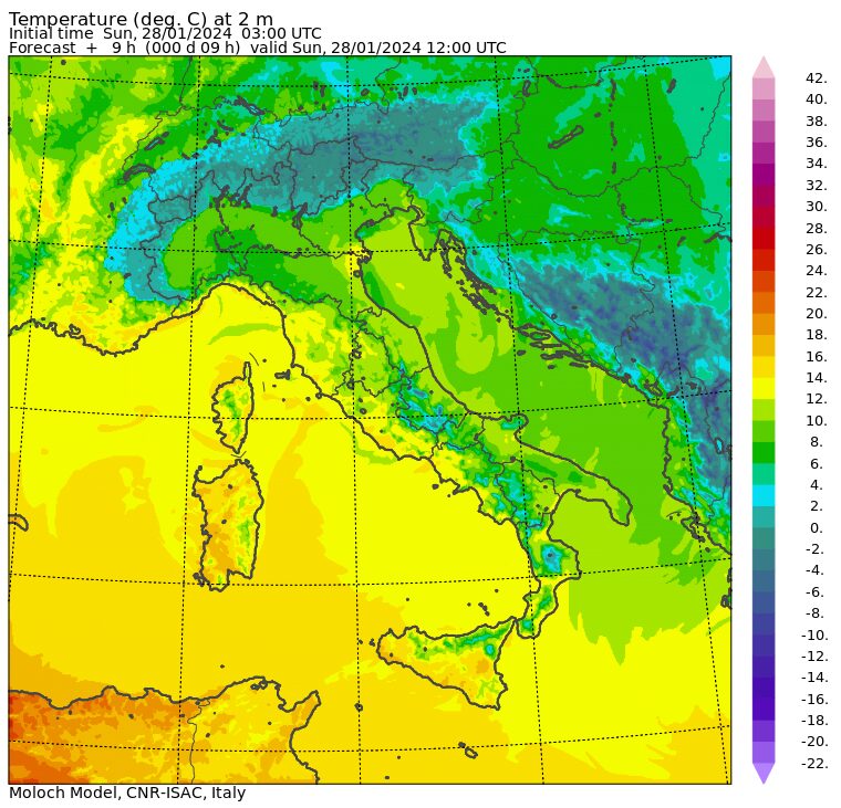 temperature massime 28 gennaio