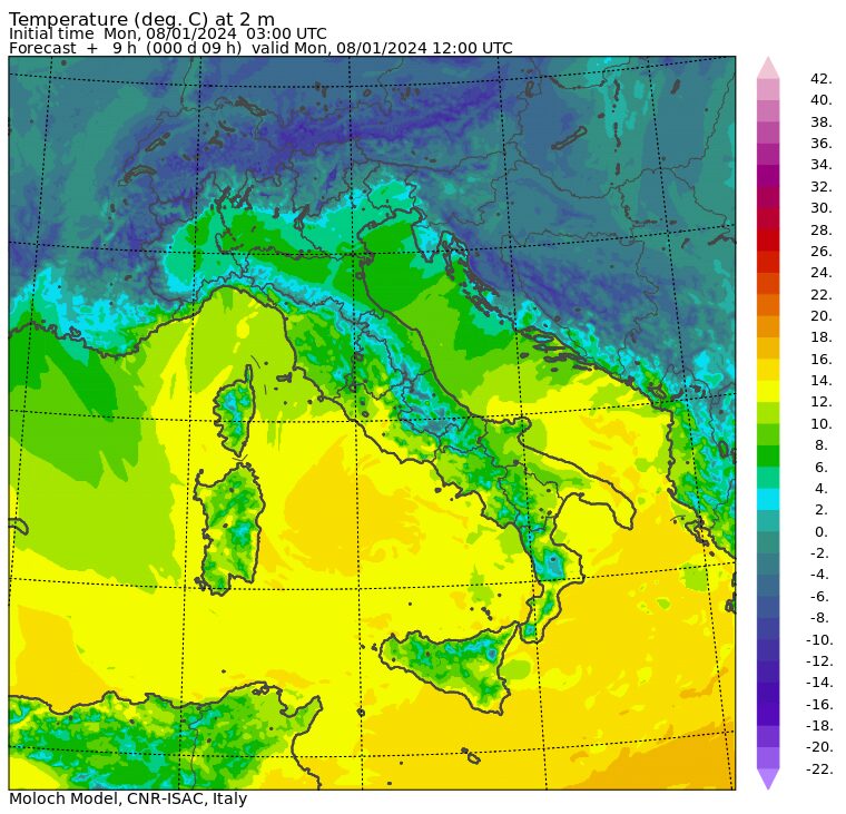 temperature massime 8 gennaio