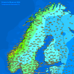 temperature massime norvegia 28 gennaio 2024