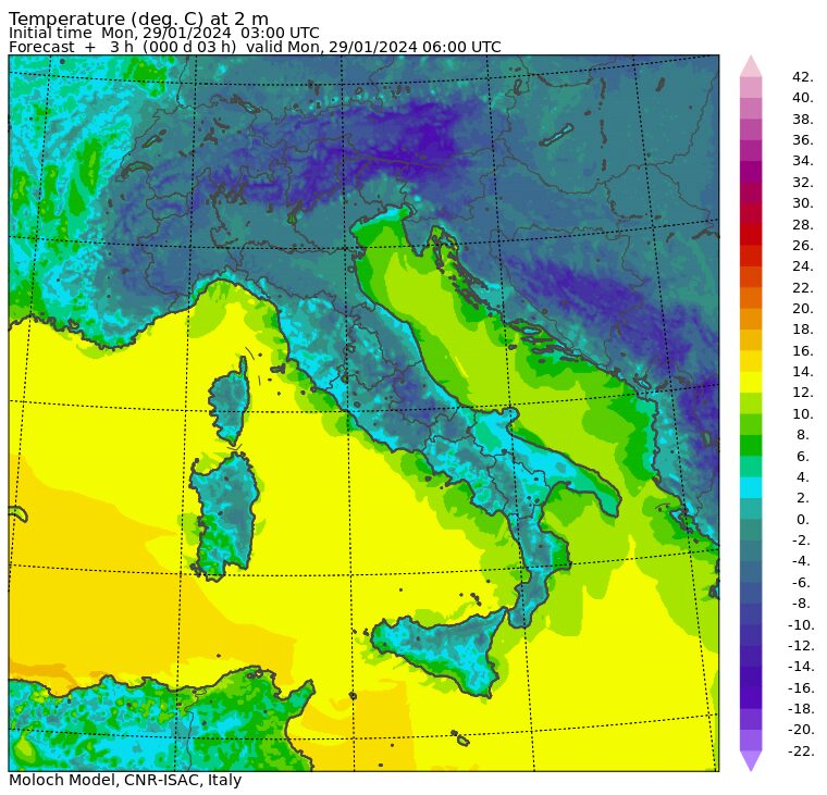 temperature minime 29 gennaio