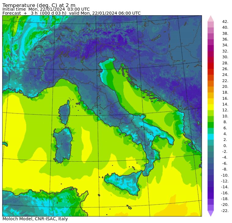 temperature minime italia oggi