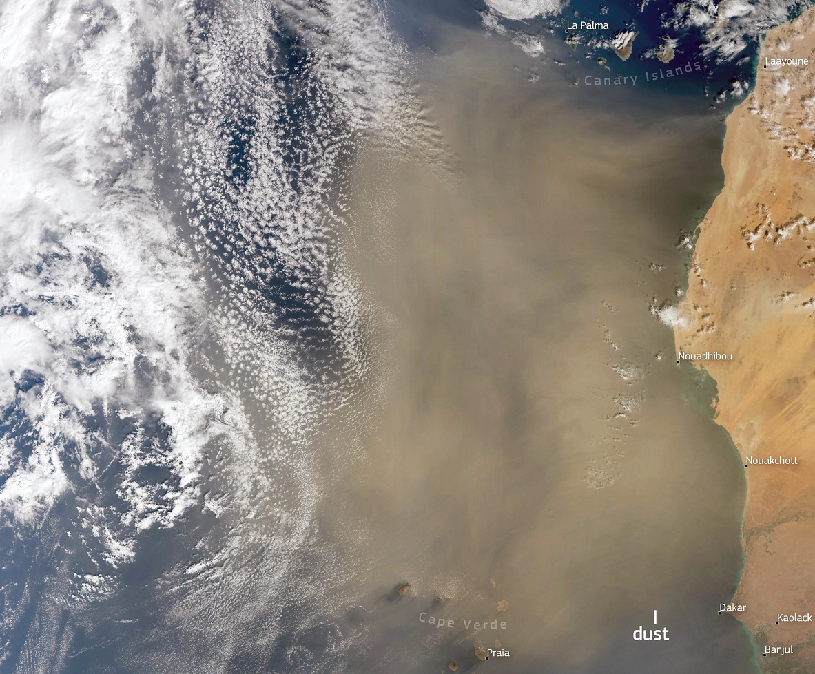 tempesta di sabbia sahara atlantico europa