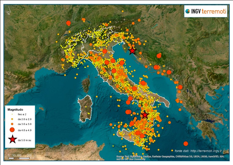 terremoti ingv 2023 mappa italia