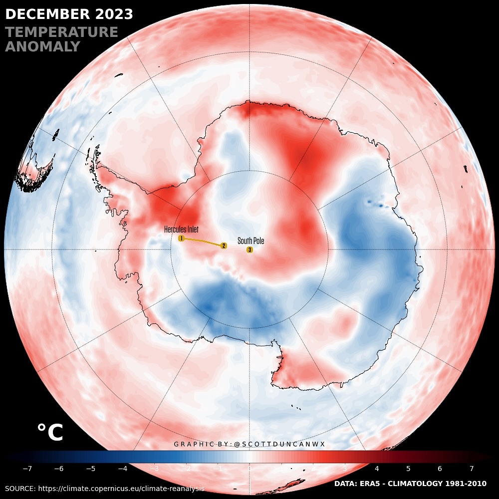 caldo anomalo antartide dicembre 2023
