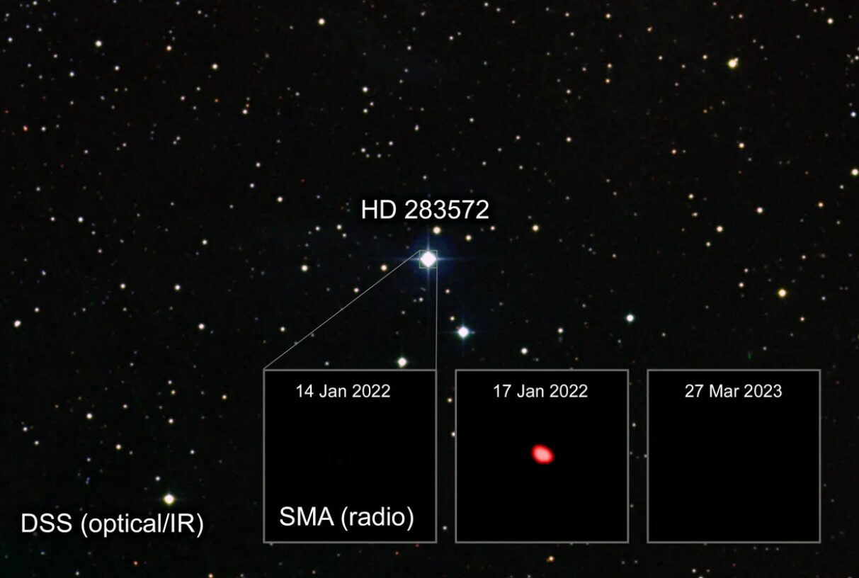 eruzione stella HD 283572