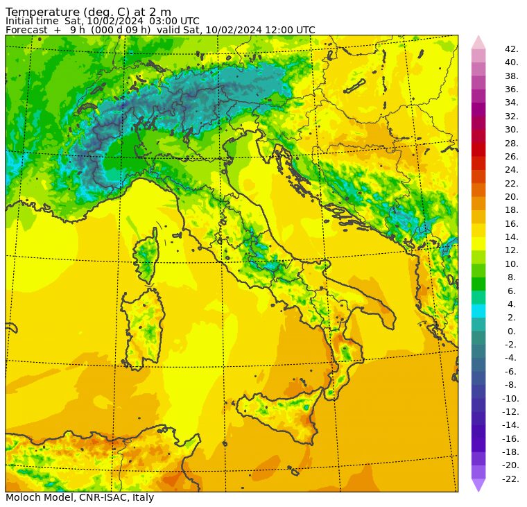 temperature massime 10 febbraio