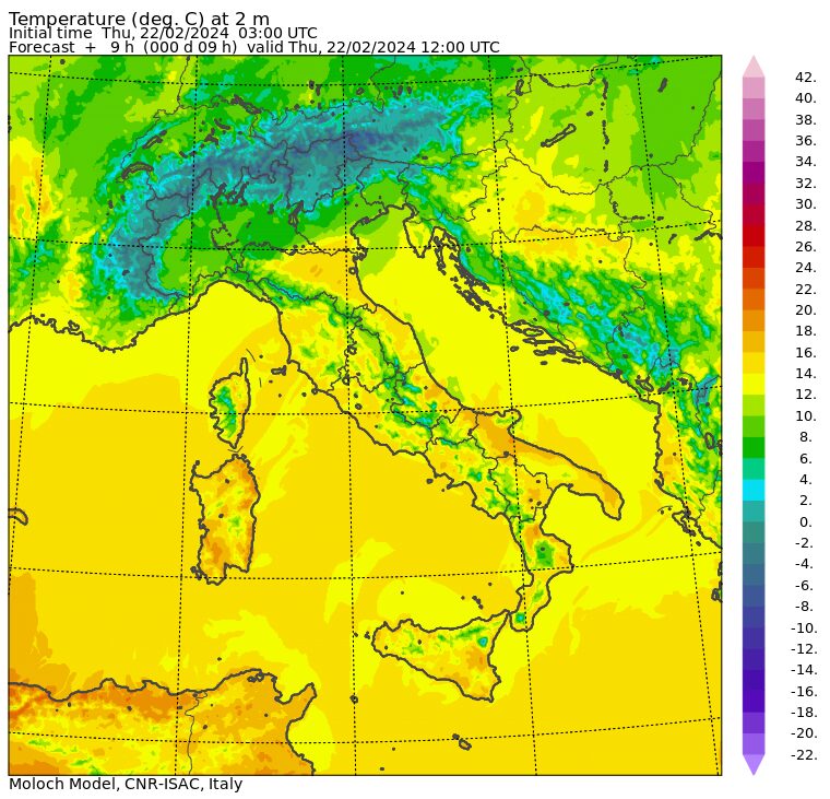 temperature massime 22 febbraio