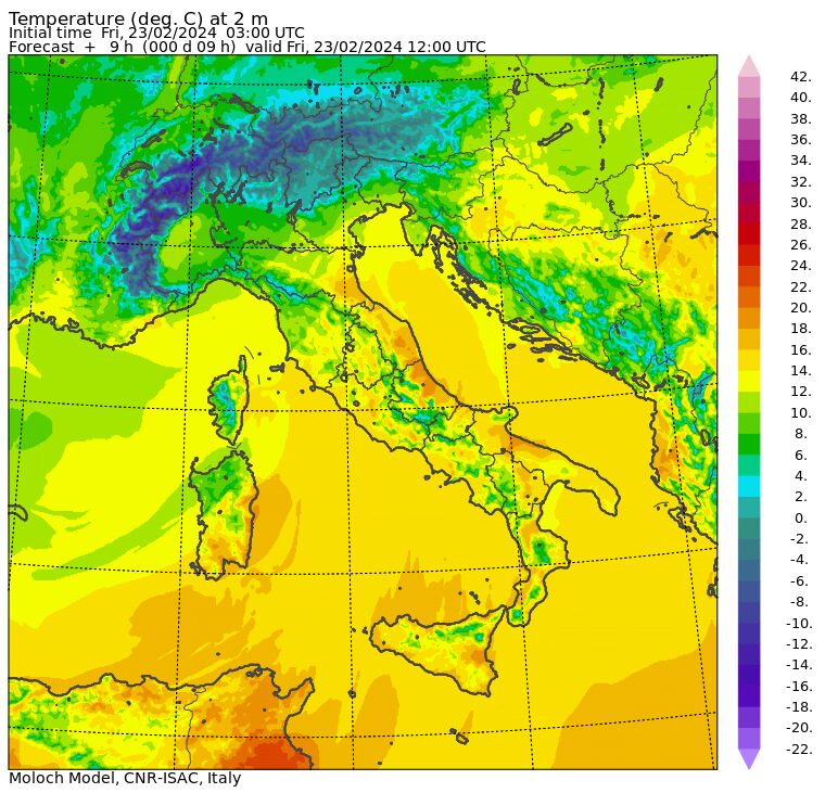 temperature massime 23 febbraio