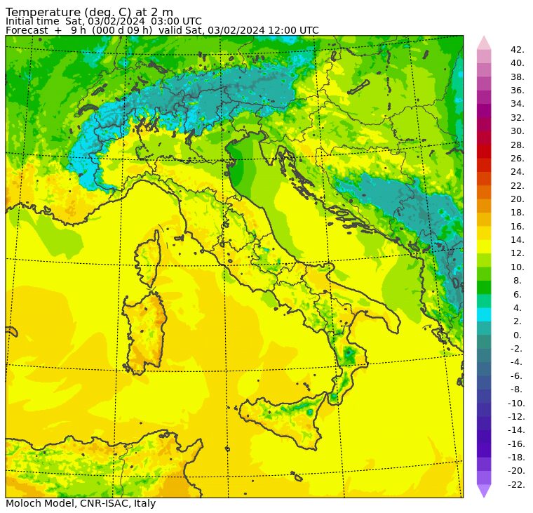 temperature massime 3 febbraio
