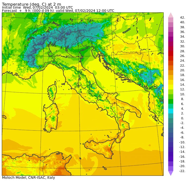 temperature massime 7 febbraio