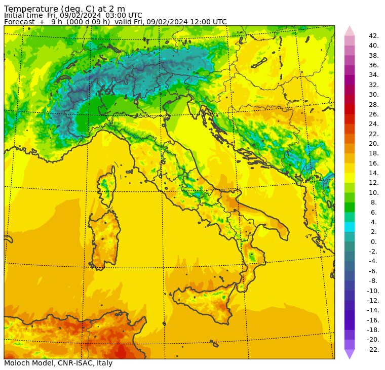temperature massime 9 febbraio