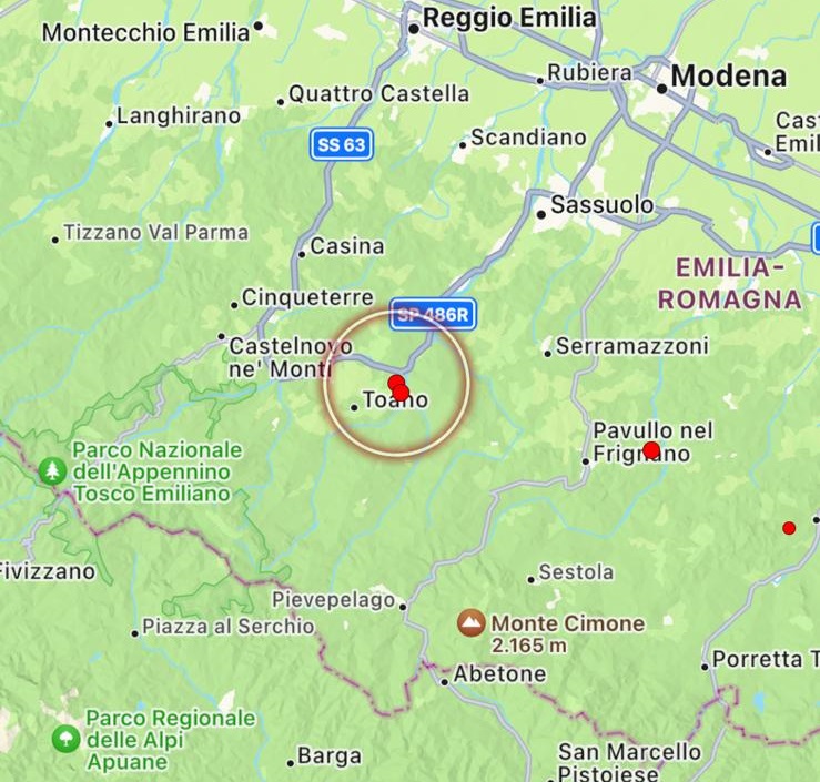 terremoto montefiorino emilia romagna