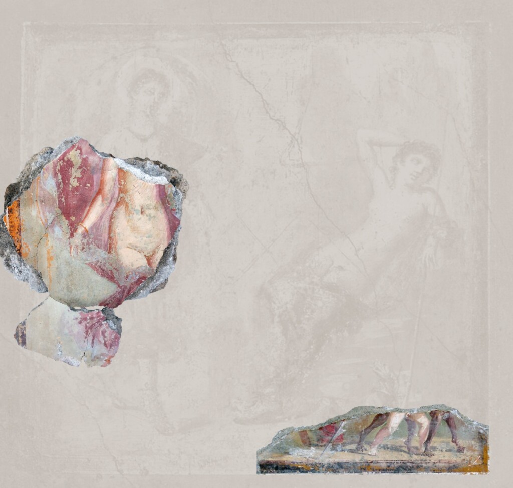 Affresco con Selene ed Endimione ipotesi ricostruttiva con modello di confronto - Regio IX