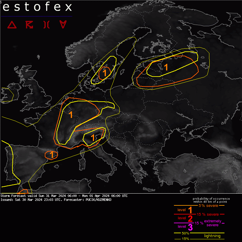 allerta meteo estofex oggi pasqua 2024 31 marzo