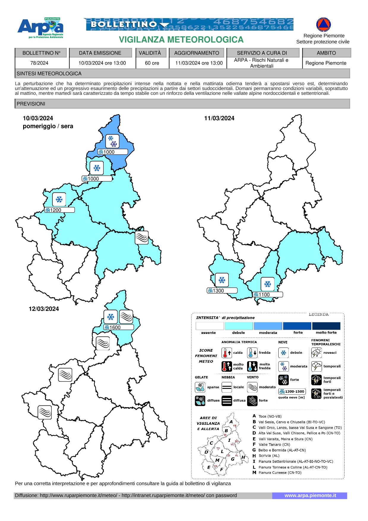 allerta meteo piemonte 11 marzo