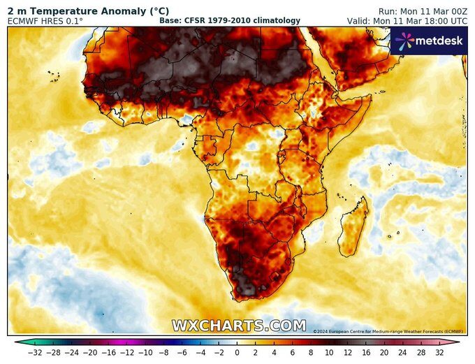 anomalia caldo africa 11 marzo