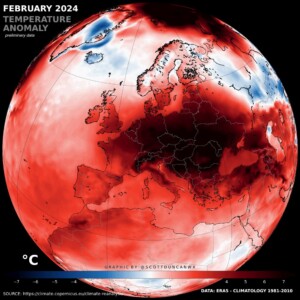 anomalia caldo febbraio 2024 europa