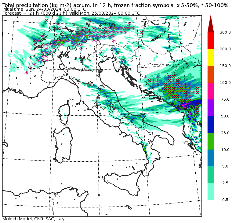meteo italia precipitazioni domenica 24 marzo pomeriggio