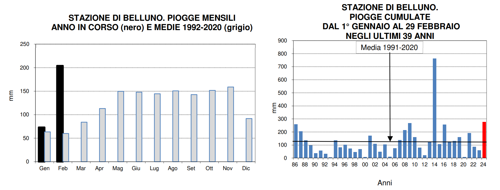 piogge belluno febbraio 2024