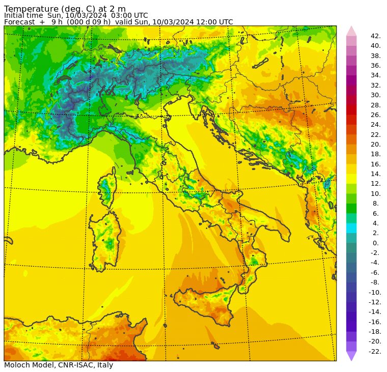 temperature massime 10 marzo