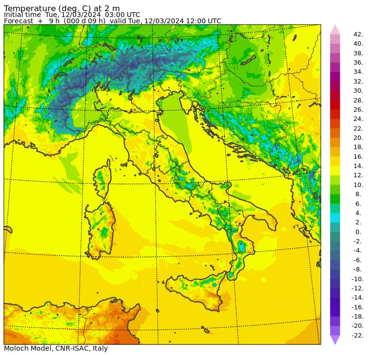 temperature massime 12 marzo